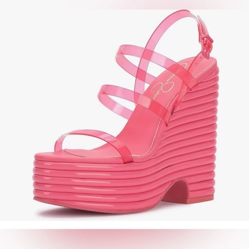 Jessica Simpson Cholena Sunkissed‎ Strappy Buckle Platform wedge Sandals size 10